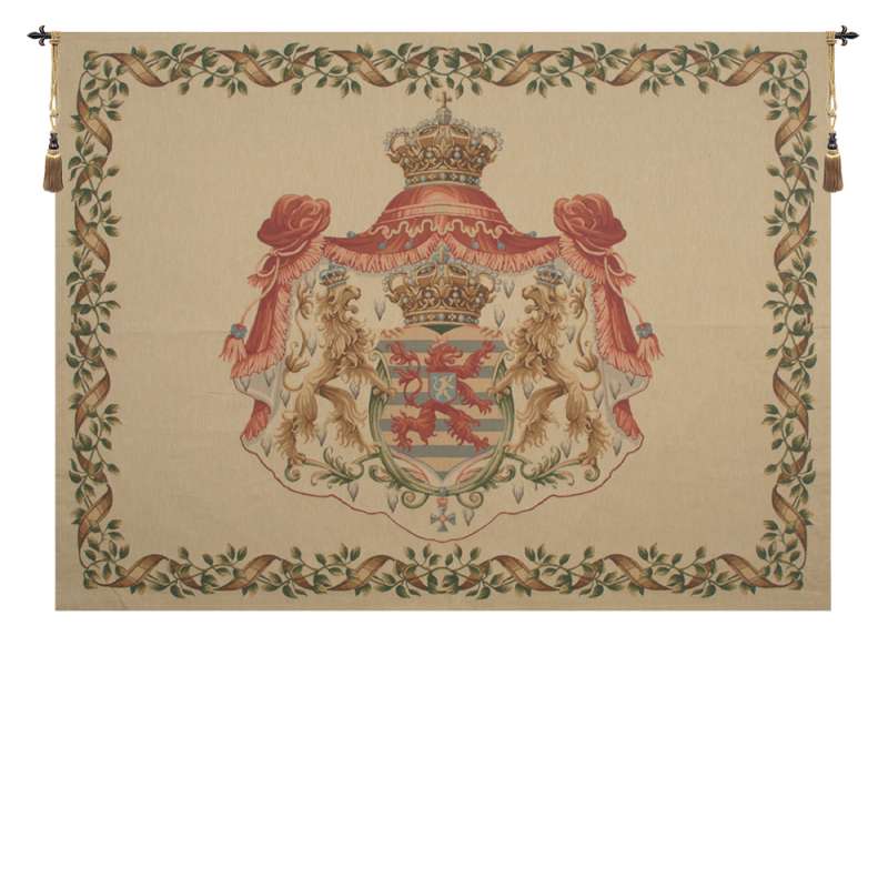 Lion Crest Beige Large European Tapestry