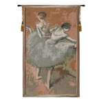 Figurative Ballet Dancers in Green European Tapestry Wall Hanging