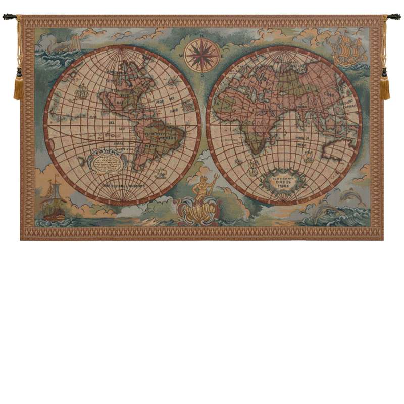 Antique Map I Italian Tapestry Wall Hanging