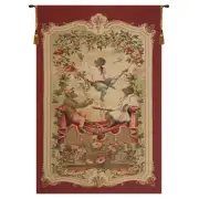 Monkey's Paradise II In Red Belgian Tapestry Wall Hanging