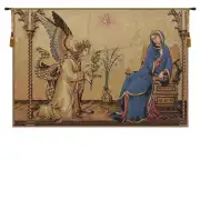 Annunciazione Tra I Santi Ansano E Margherita Italian Tapestry - 52 in. x 35 in. Cotton/viscose/goldthreadembellishments by Simone Martini