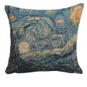 Van Gogh's Starry Night Small Belgian Cushion Cover - 14 in. x 14 in. Cotton/Viscose/Polyester by Vincent Van Gogh