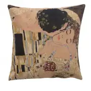Klimt's Le Baiser Belgian Cushion Cover - 18 in. x 18 in. Cotton/viscose/goldthreadembellishments by Gustav Klimt