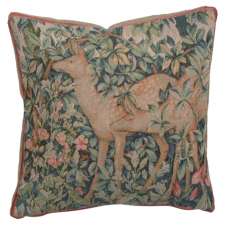 Two Does In A Forest Small French Tapestry Cushion
