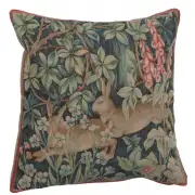 C Charlotte Home Furnishings Inc Two Hares in A Forest Large French Tapestry Cushion - 19 in. x 19 in. Cotton by William Morris