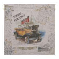 Londres New York Beige Belgian Tapestry Wall Hanging
