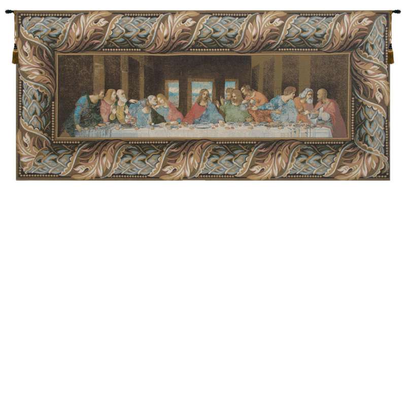The Last Supper Italian with Border Italian Tapestry Wall Hanging