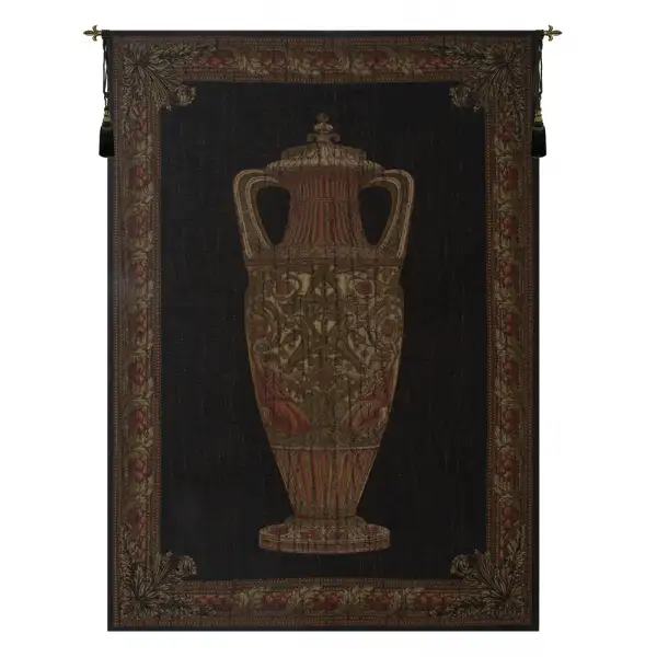 Amphora Chenille Black with Border Belgian Wall Tapestry