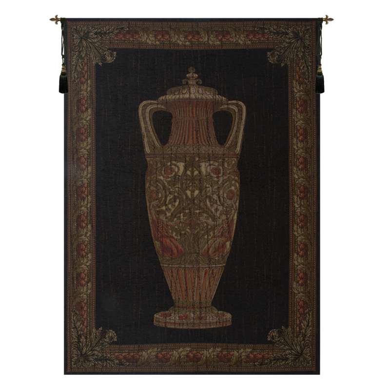 Amphora Chenille Black with Border European Tapestry