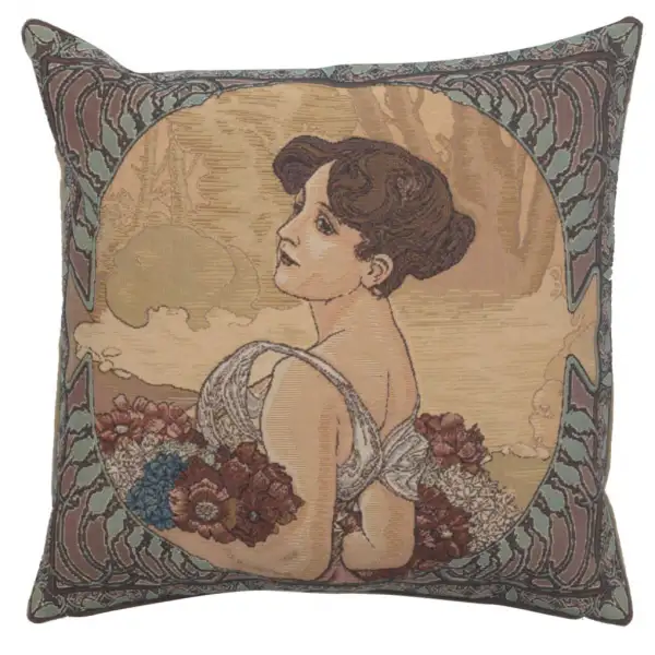 Mucha Summer II Old Style Belgian Sofa Pillow Cover