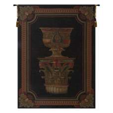 Urn on Pillar Black Large European Tapestry