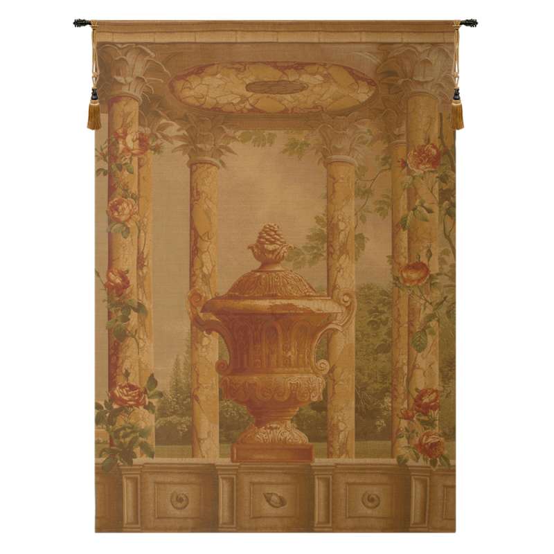 Urn with Columns Brown European Tapestry