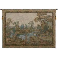 Swan in the Lake Medium with Border Italian Tapestry Wall Hanging
