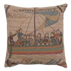 Bayeux The Boat Large Decorative Tapestry Pillow