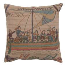 Bayeux The Boat Large Decorative Tapestry Pillow