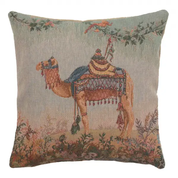 Camel Small Cushion - 14 in. x 14 in. Cotton by Jean-Baptiste Huet