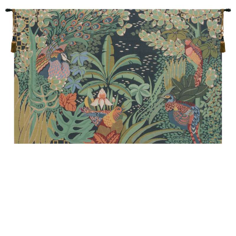 Jungle and Four Birds French Tapestry Wall Hanging