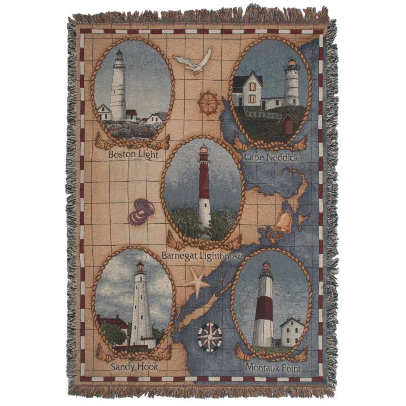 Lighthouses of the Northeast Tapestry Throw