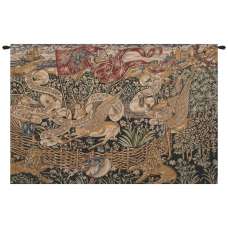 The Winged Stags Black European Tapestry Wall Hanging