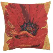 Poppy Red II Belgian Cushion Cover - 16 in. x 16 in. Cotton/Viscose/Polyester by Charlotte Home Furnishings