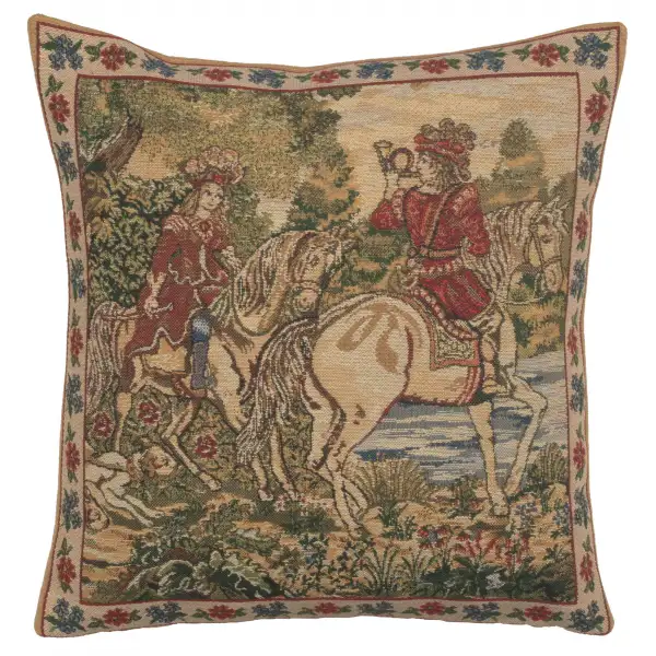 The Noble Hunt Belgian Cushion Cover - 16 in. x 16 in. Cotton/Viscose/Polyester by Charlotte Home Furnishings