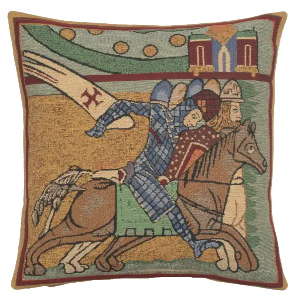 Chevaliers De St. Gregoire II Belgian Cushion Cover - 16 in. x 16 in. Cotton/Viscose/Polyester by Charlotte Home Furnishings