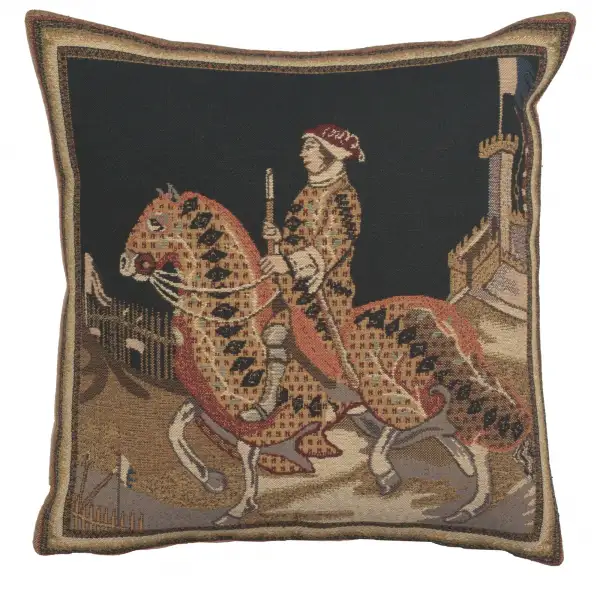 Knight Of Siena Belgian Cushion Cover - 16 in. x 16 in. Cotton/Viscose/Polyester by Charlotte Home Furnishings