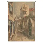 French Town Steps Belgian Tapestry Wall Hanging