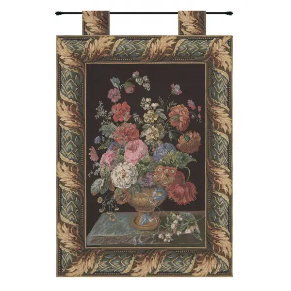 Charlotte Home Furnishing Inc. Belgium Tapestry - 17 in. x 23 in. | Flower Basket Black