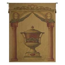 Olde World Filigree Urn Gold European Tapestry Wall Hanging