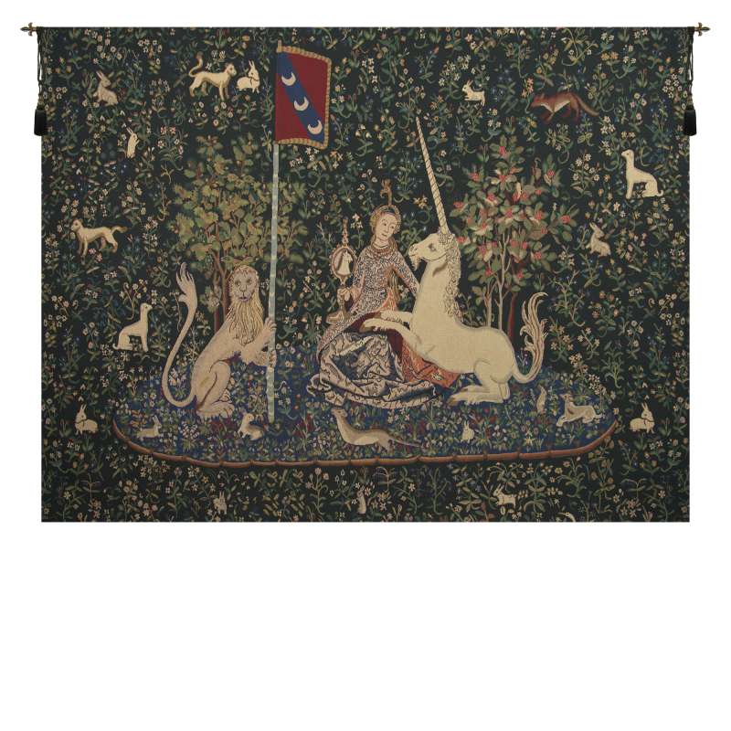Lady and the Mirror Dark European Tapestry Wall Hanging