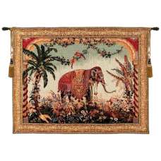 The Elephant Large with Border French Tapestry Wall Hanging