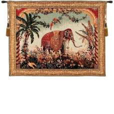The Elephant Large with Border French Tapestry Wall Hanging