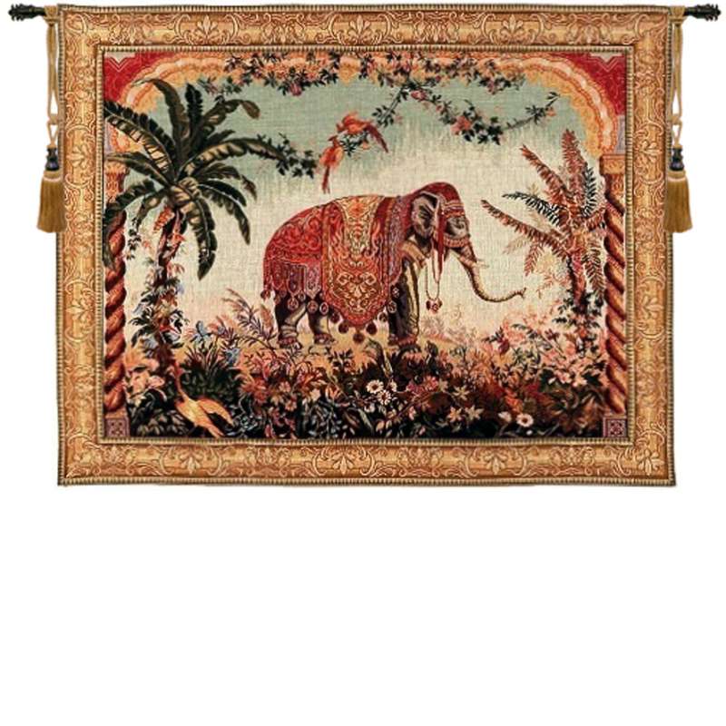 The Elephant Large with Border French Tapestry Wall Hanging