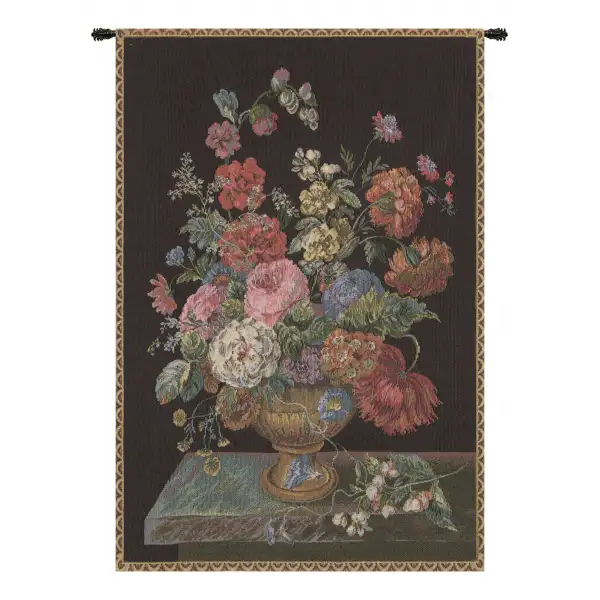 Flower Vase Black Belgian Wall Tapestry