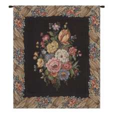 Bunch of Flowers Black European Tapestry Wall Hanging