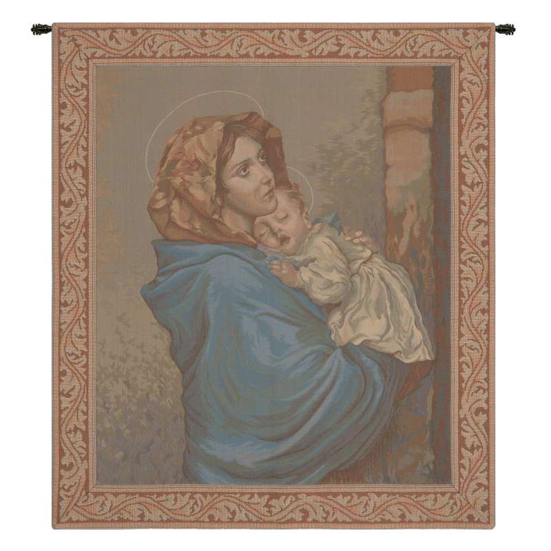 Madonna and Child with Border Italian Tapestry Wall Hanging