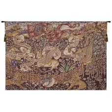 The Winged Stags Maroon Belgian Tapestry