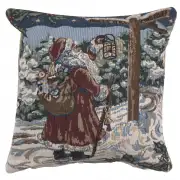 Santa Travelling Italian Cushion - 12 in. x 12 in. Cotton by Charlotte Home Furnishings