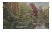 Monet Left Panel No Border Belgian Tapestry Wall Hanging - 40 in. x 25 in. Cotton/Viscose/Polyester by Claude Monet
