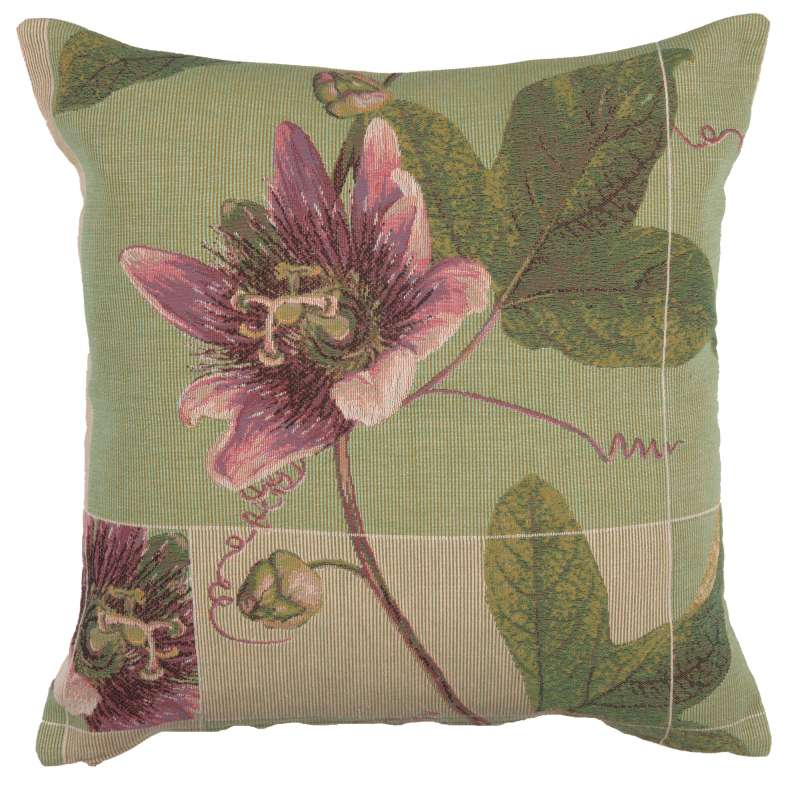 Springtime Blossom Green French Tapestry Cushion