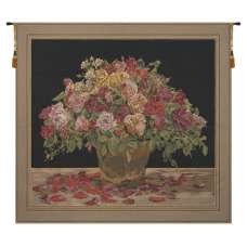 Spring Flowers Black European Tapestry