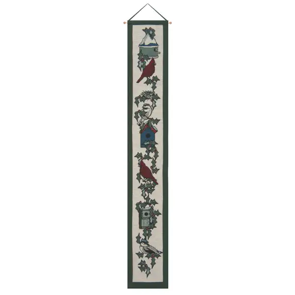 Backyard Birds at Christmas Wall Tapestry Bell Pull
