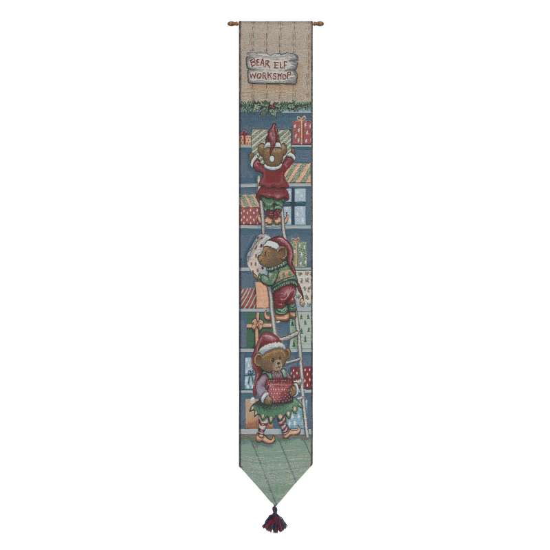 Bear Elf Workshop Tapestry Bell Pull