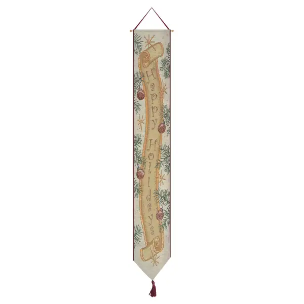 Happy Holidays Scroll Wall Tapestry Bell Pull