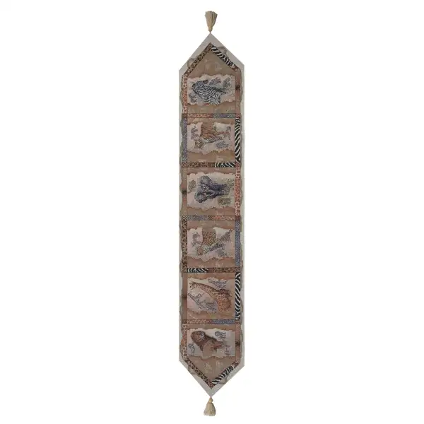 Safari Animals I with Beige Tassel Tapestry Table Mat
