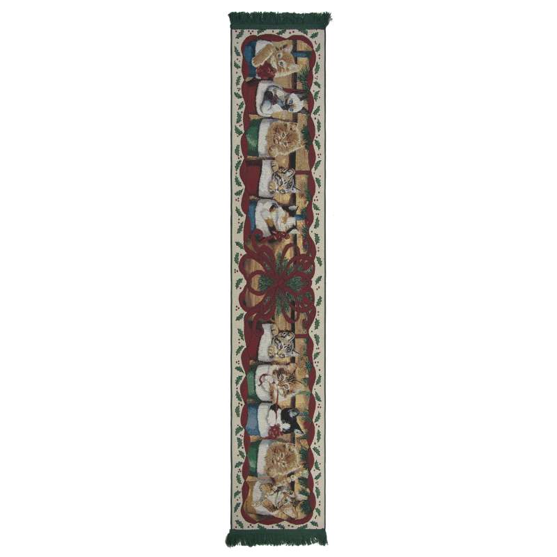 Cat Christmas Party Large Tapestry Table Runner