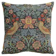 Strawberry Thief A Blue by William Morris Belgian Cushion Cover
