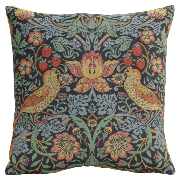 Strawberry Thief A Blue by William Morris Belgian Sofa Pillow Cover
