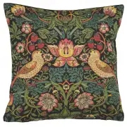 Strawberry Thief A Black by William Morris Belgian Cushion Cover